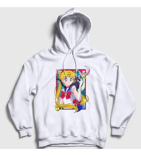 Presmono Unisex Beyaz Serena Usagi Sailor Moon Ay Savaşçısı Kapüşonlu Sweatshirt 487531tt