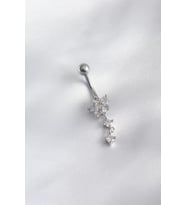 316L Cerrahi Çelik Çiçek Model Zirkon Taşlı Sallantı Model Kadın Göbek Piercing - TJ-PR1215