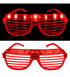 LED Işıklı Panjur Parti Gözlüğü Kırmızı Renk Shutter Gözlük