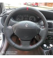 Renault Megane 1 Uyumlu Araca Özel DİKMELİ Direksiyon Kılıfı (Nokta Düz YÜZÜKLÜ) (Karışık)
