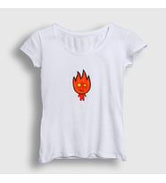 Presmono Kadın Beyaz Ateş Ve Su Oyun Fireboy Sevgili T-Shirt 457539tt (Beyaz)