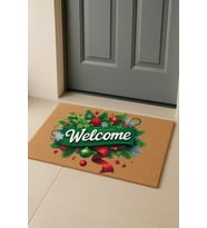 Valerine Life Yılbaşı Kapı Süsü Temalı Welcome Kapı Önü Paspası 45x70cm (Kahverengi)