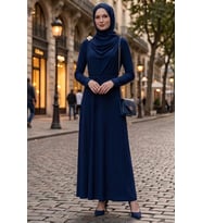 Şal Bağlamalı Elbise 1691 - Lacivert
