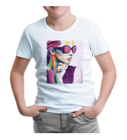 A Woman Silhouette Made out of Shapes Beyaz Çocuk Tshirt