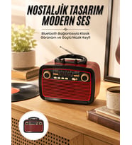 Nostalji Radyo Hoparlör Usb-Sd Kart Giriş Led Fener Işıklı Bataryalı Pilli Yeni Nesil