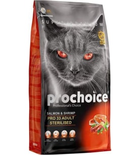 ProChoice Pro33 Kısırlaştırılmış Somonlu Karidesli 15 Kg Kedi Maması (Kahverengi)