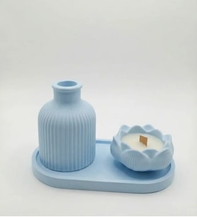 vazo - mum set  kokulu mum ev dekorasyonu  romantik hediye (Mavi)
