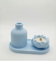 vazo - mum set  kokulu mum ev dekorasyonu  romantik hediye (Mavi)