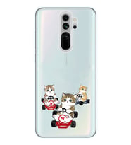 Redmi Note 8 Pro Uyumlu Kediler Araba Tasarımlı Şeffaf Telefon Kılıfı