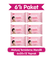 Paddlers 3’ü 1 Arada Makyaj Temizleme Mendili – Yüz, Göz & Dudak İçin, 120 Yaprak (6 Paket x 20’li)