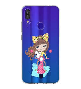 Xiaomi Redmi Note 7 Pro Uyumlu Kapak Vespagirl Tasarımlı Şeffaf Silikon Kılıf