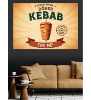 Klasik Lezzetli Döner Kebap Dekoratif Kanvas - Mdf Ahşap Tablo