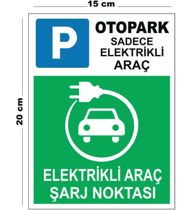 Metal Elektrikli Araç Şarj Noktası 15cm x 20cm Uyarı Levhası Yönlendirme Tabelası