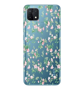 Oppo A15 / A15S Uyumlu Çiçek Desenli Şeffaf Telefon Kılıfı