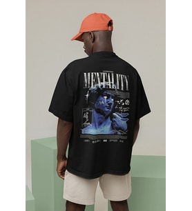 Mentality Baskılı Unisex Oversize Tasarım Tişört