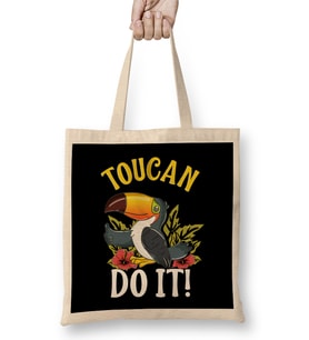 Toucan Do It Funny You Can Do It Pun Happy Bird Bez Çanta Uzun Saplı