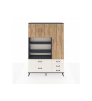 Arges Dolap 9 Raflı 5 Çekmeceli 3 Kapaklı 132x30x195 Antrasit-Çam/Aytaşı