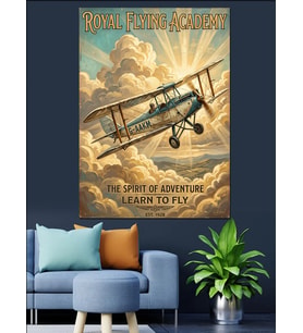Royal Flying Academy Uçak Dekoratif Kanvas - Mdf Ahşap Tablo