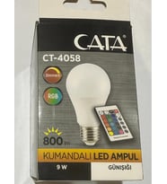 Cata CT-4058 9W 2700K (Sarı) RGB Kumandalı Led Ampul E27 Duylu (8 Adet)