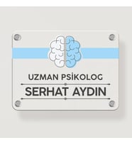 Psikologlara Özel Kapı Tabela Büro Ofis Mini Giriş Tabelası (Siyah)