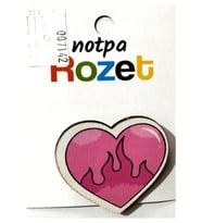 Notpa Rozet Ahşap Pembe Kalp - 3 adet