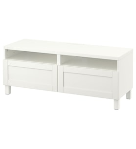 TV Sehpası, Beyaz, 120x42x48 cm, Çıt Çıt Raylı