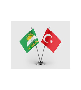 Hür Dava Partisi ve Türk Bayrağı İkili Saten Masa Bayrağı Takımı