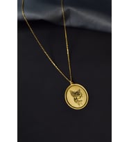 925 Ayar Gümüş Gold Kaplama Aşk Okunu Atan Eros Çizimli Plaka Kolye