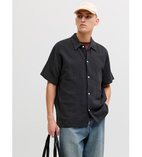 JACK JONES Erkek Rakat Kesim Kısa Kollu Gömlek 12291812 (Siyah)