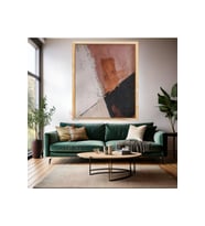 Soyut Temalı Yağlı Boya Görünümlü Fırça Darbeleri Ahşap Çerçeveli MDF Modern Salon Duvar Tablosu (Ahşap)