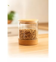 Bambum Corki - Mantar Altlıklı Cam Saklama Kabı 650 Ml