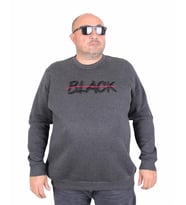 Starbattal Erkek Büyük Beden Sıfır Yaka 3ip Sweat Black 24202 ANTRASİT MELANJ