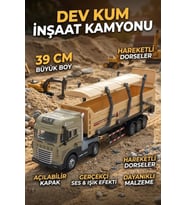39 Cm Büyük Boy Sesli Işıklı İnşaat Kamyonu - Hareketli Damperli Oyuncak Tır İş Makinesi