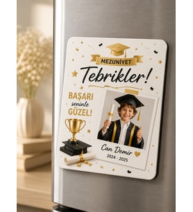 Kişiye Özel Mezuniyet Magneti 15x20 cm Fotoğraflı Buzdolabı Magneti