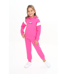 Toontoy Kız Çocuk Kapüşonlu Eşofman Takım (Koyu Mor)