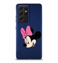 Samsung Galaxy S21 Ultra Soft Premier Kapak Minnie Mouse-B Tasarımlı Silikon Kılıf - Lacivert (Şeffaf)
