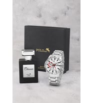 Polo Air Klasik Metal Kasa Erkek Kol Saati Ve 55 ml Parfüm Seti Gümüş Siyah Kırmızı Renk ST-5029E5