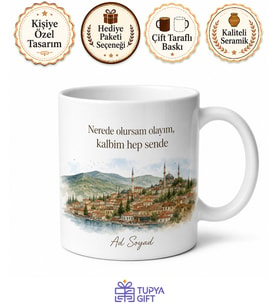 Memleket Temalı Fotoğraf ve İsim Baskılı Kupa Bardak Özel Tasarım Hediye