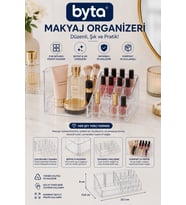 Çok Bölmeli Büyük Şeffaf Makyaj Organizeri, Kozmetik ve Fırça Düzenleyici