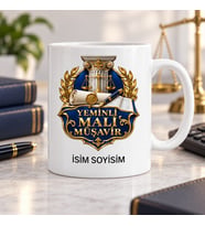 Yeminli Mali Müşavir Kupa Bardak Sütun ve Evrak Desenli