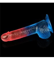Güçlü Vantuzlu Ve Damar Görünümlü 19 Cm Çift Renkli jel Dokulu Realistik Kemerli Penis
