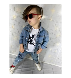 MODAVALS MICKEY BASKILI UZUN KOLLU ERKEK ÇOCUK KOT KOMBİN