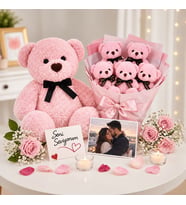 Kişiye Özel Sevgiliye Romantik Hediye Peluş Ayıcık ve Ayıcık Buketi Sürpriz Hediye