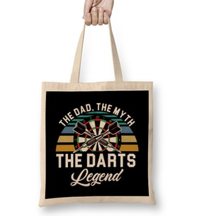Dad Myth Darts Legend Father Dart Player Dartboard Bullseye Bez Çanta Uzun Saplı