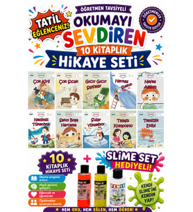 1. Sınıf Öğretmen Tavsiyeli Okumayı Sevdiren 16 Sayfa 10 Kitaplık Hikaye Seti-7 (Slime Set Hediyeli)