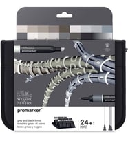 Winsor & Newton Promarker 24+1 Siyah Gri Çantalı Set (24 Renk) 