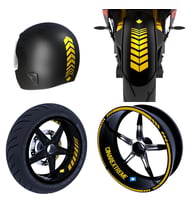 Moto Rider 4'lü Sticker Seti Yaldızlı Gold İç Dış Jant Şeridi Kask ve Çamurluk Ç