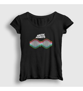 Presmono Kadın Siyah Wave Arctic Monkeys T-Shirt 294468tt