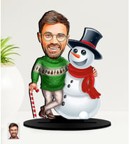 Kişiye Özel Yılbaşı Temalı  Karikatürlü  Mdf Biblo (Çok Renkli)