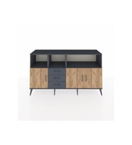 Kronos Konsol 5 Raflı 3 Çekmeceli 3 Kapaklı 176x59x99 Antrasit-Çam/Antrasit